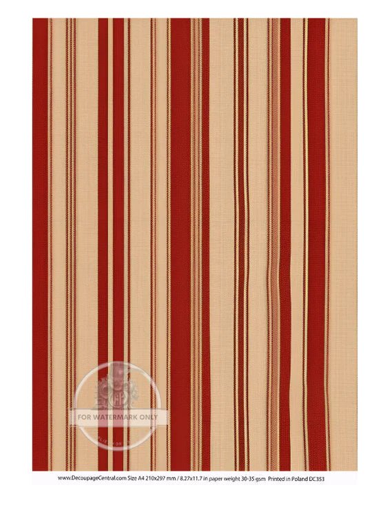 Deep Red Ticking Rice Paper (DC353)- Decoupage Central