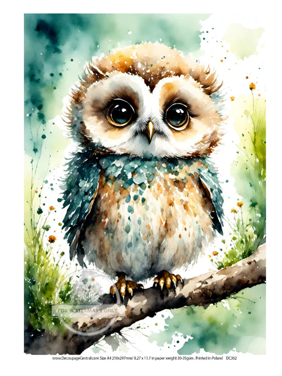 Owlie Rice Paper (DC362) - Decoupage Central