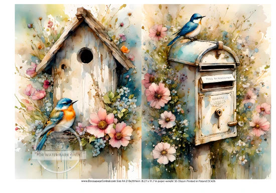 Mailbox & Birdhouse Rice Paper (DC426)- Decoupage Central
