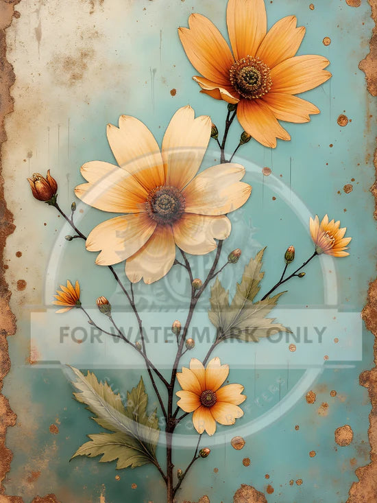 Patina Flowers Rice Paper (DC632) - Decoupage Central