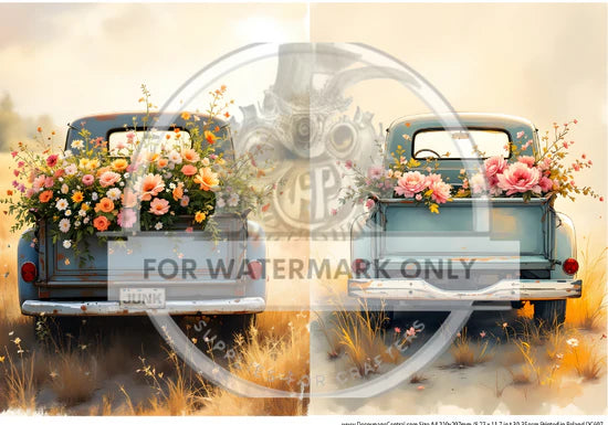 Flower Truck Duo Rice Paper (DC697)- Decoupage Central