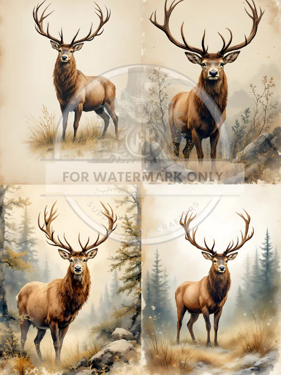 Majestic Woodland Stags Quad Rice Paper (DC744) - Decoupage Central