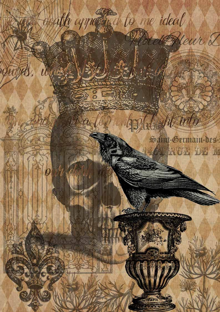 Halloween Raven with Skull & Gate Rice Paper - Paper Designs