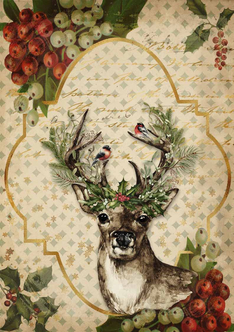 Christmas Reindeer Rice Paper - Decoupage Queen (Retired)