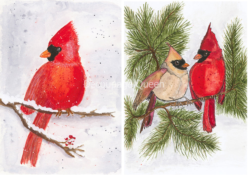 Old to Ooh La La, Red Birds Rice Paper - Decoupage Queen