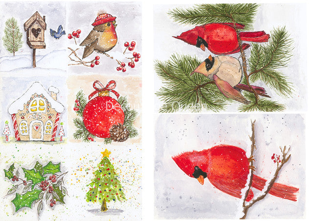 Old to Ooh La La, Victoria's Christmas Bird Rice Paper- Decoupage Queen