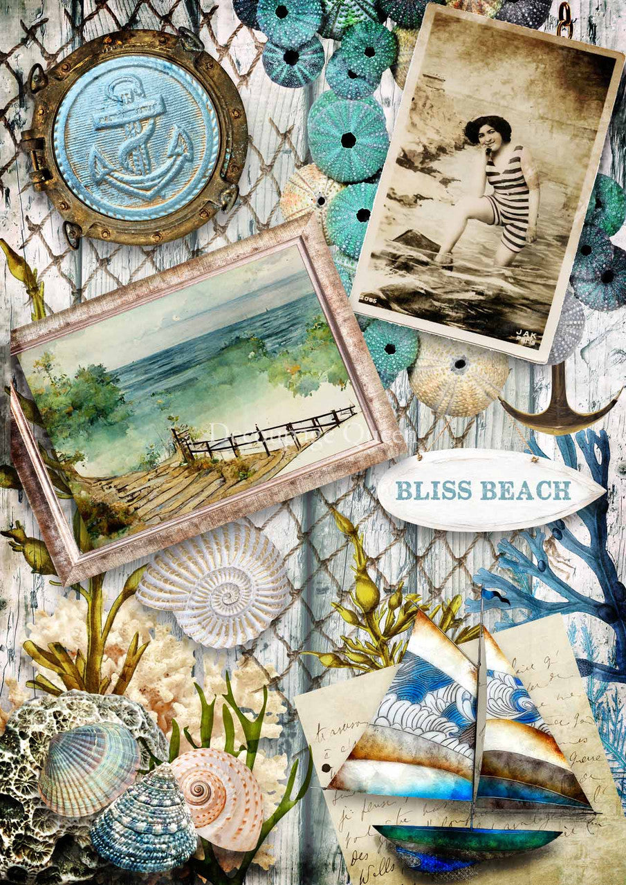 Bliss Beach Rice Paper - Decoupage Queen