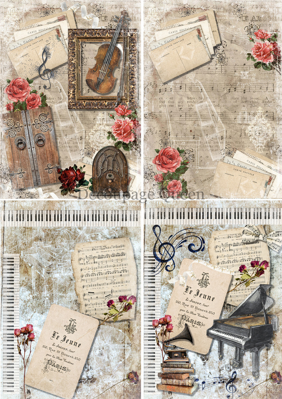 Music 4 Pack Rice Paper - Decoupage Queen
