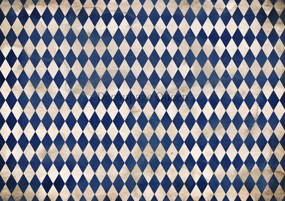 Navy Blue Harlequin Rice Paper - Decoupage Queen