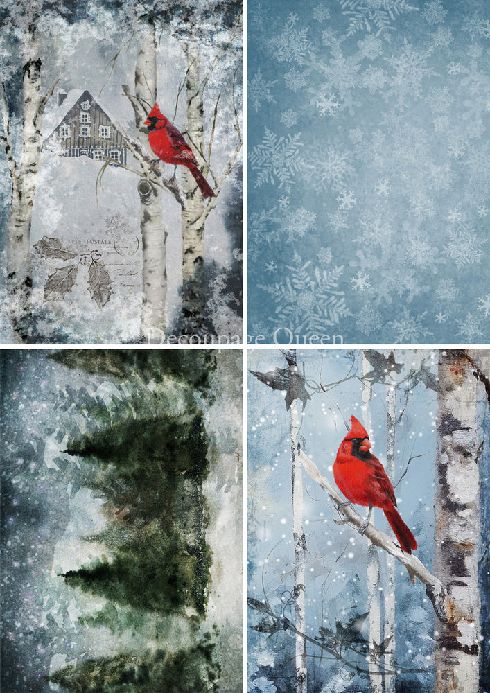 Cardinals 4 Pack Rice Paper - Decoupage Queen