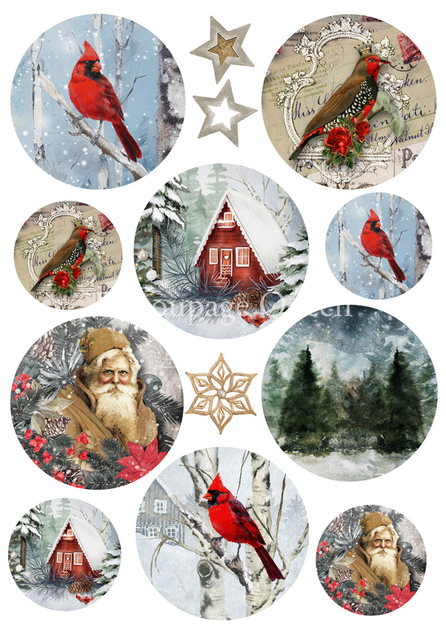Cozy Winter Ornaments Rice Paper- Decoupage Queen