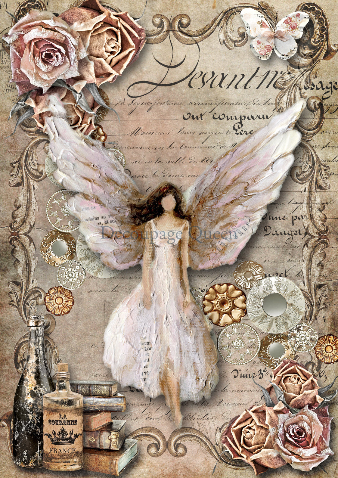 Papier De Riz ‘The Angel’ 29 X 40cm - Papier Découpage Scrapbooking Par Craft Kreatively (1pc)