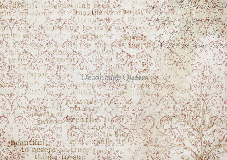 Damask Script Rice Paper - Decoupage Queen