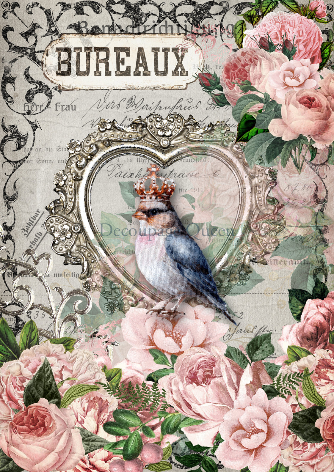Crowned Lady Rice Paper - Decoupage Queen