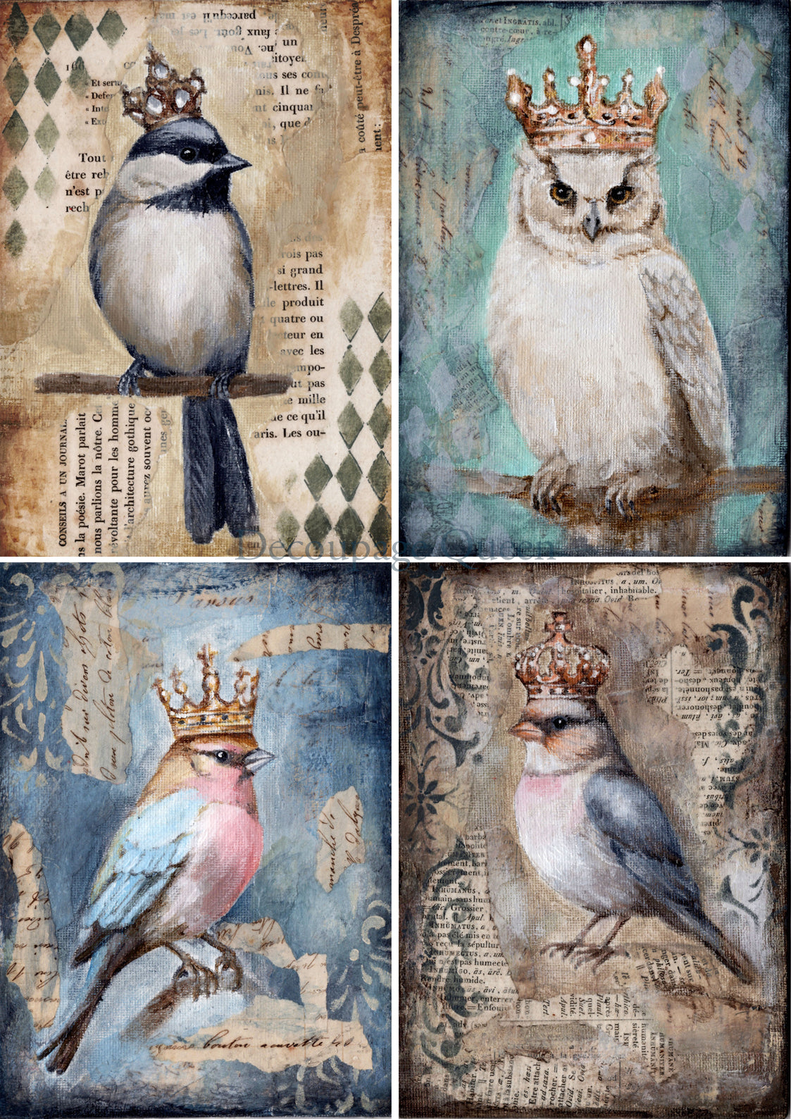 Teresa Rene Art - The Four Birds Rice Paper