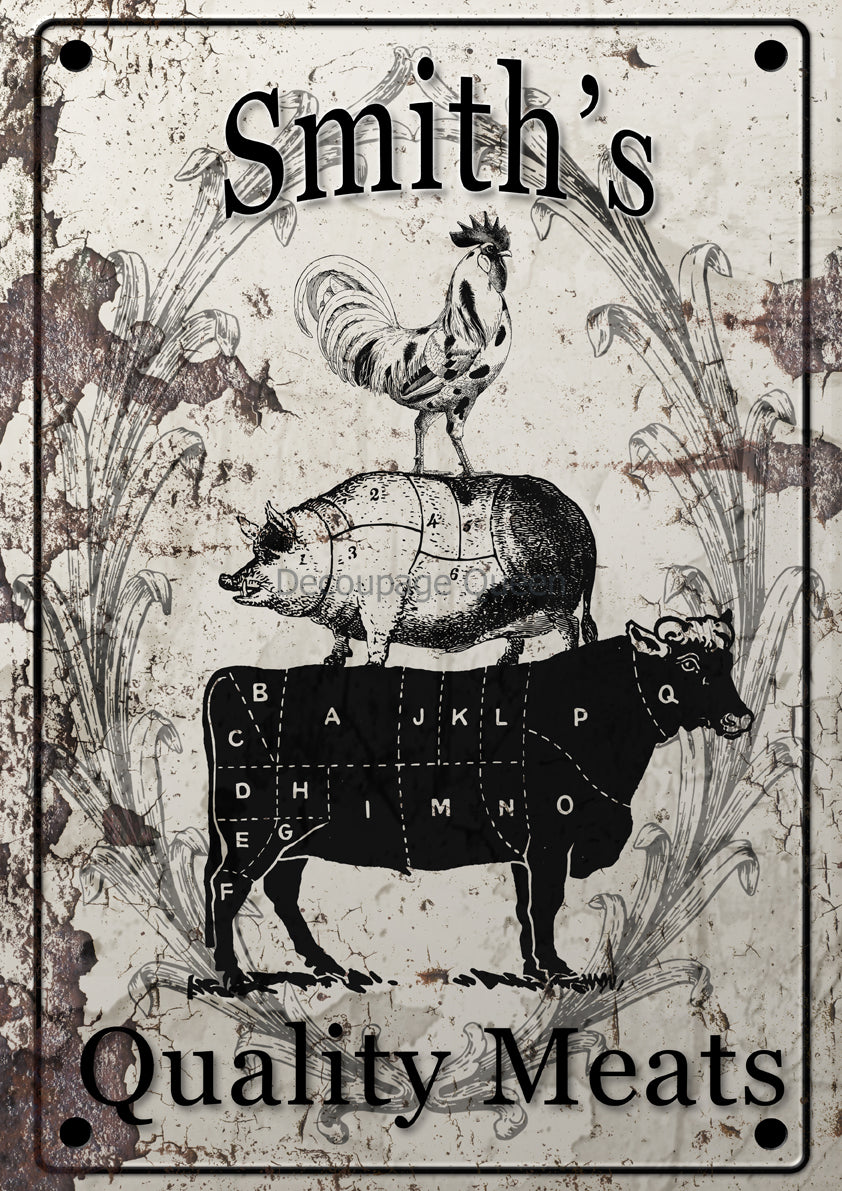 Smith's Quality Meats Rice Paper - Decoupage Queen