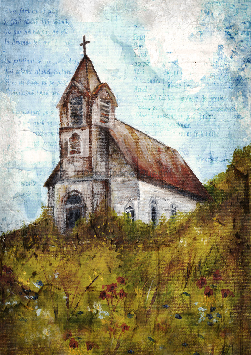 Teresa Rene Art - Set on a Hill Rice Paper