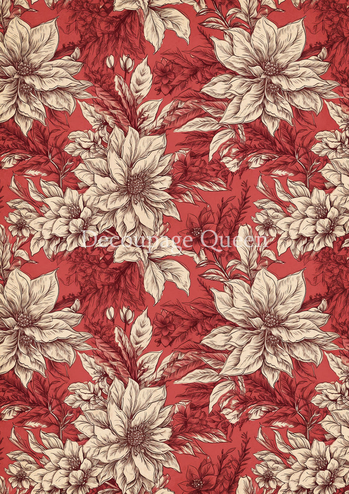 Vintage Poinsettia Rice Paper - Decoupage Queen