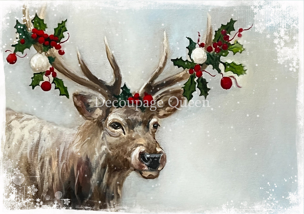 Teresa Rene Art - Snowy Elk Rice Paper