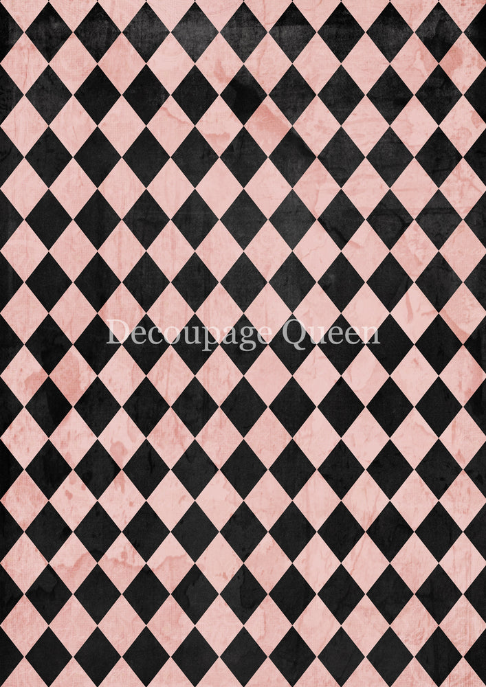 Pink & Black Harlequin Rice Paper - Decoupage Queen