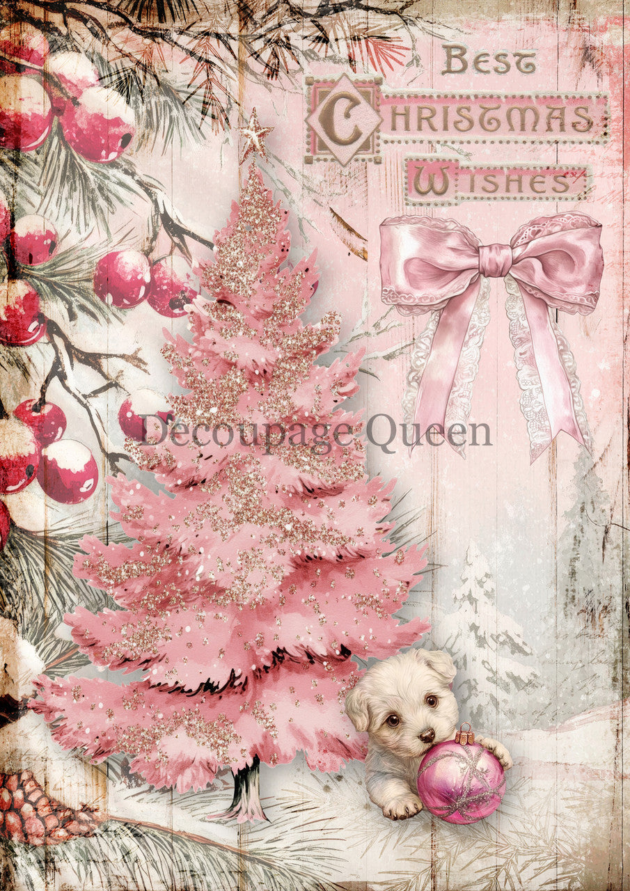 Best Christmas Wishes Rice Paper - Decoupage Queen
