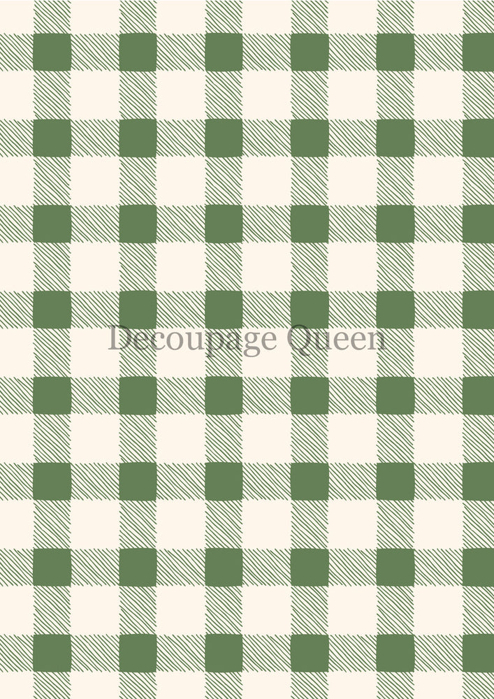 Green Checks Rice Paper - Decoupage Queen