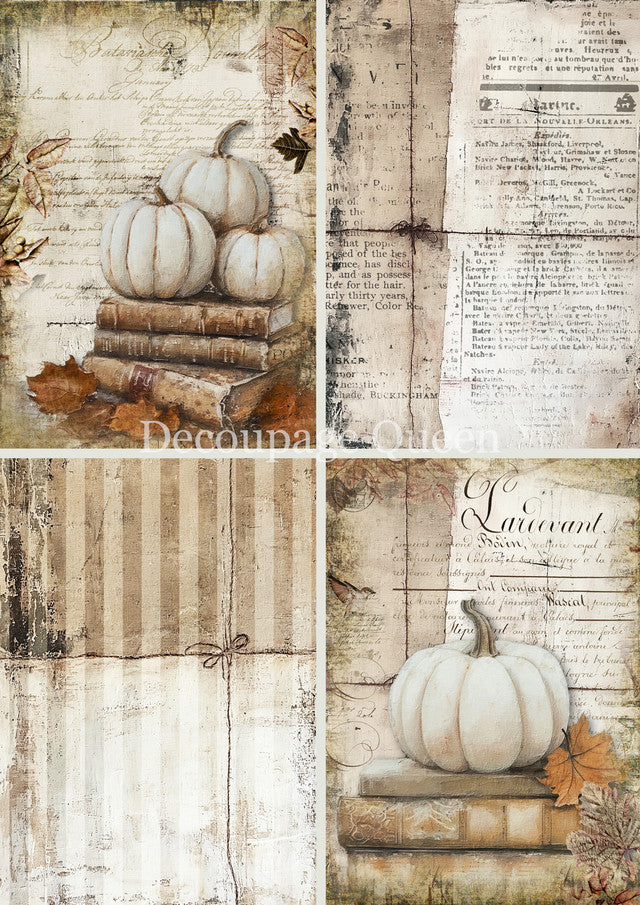 Cottage Pumpkins Four Pack Rice Paper - Decoupage Queen