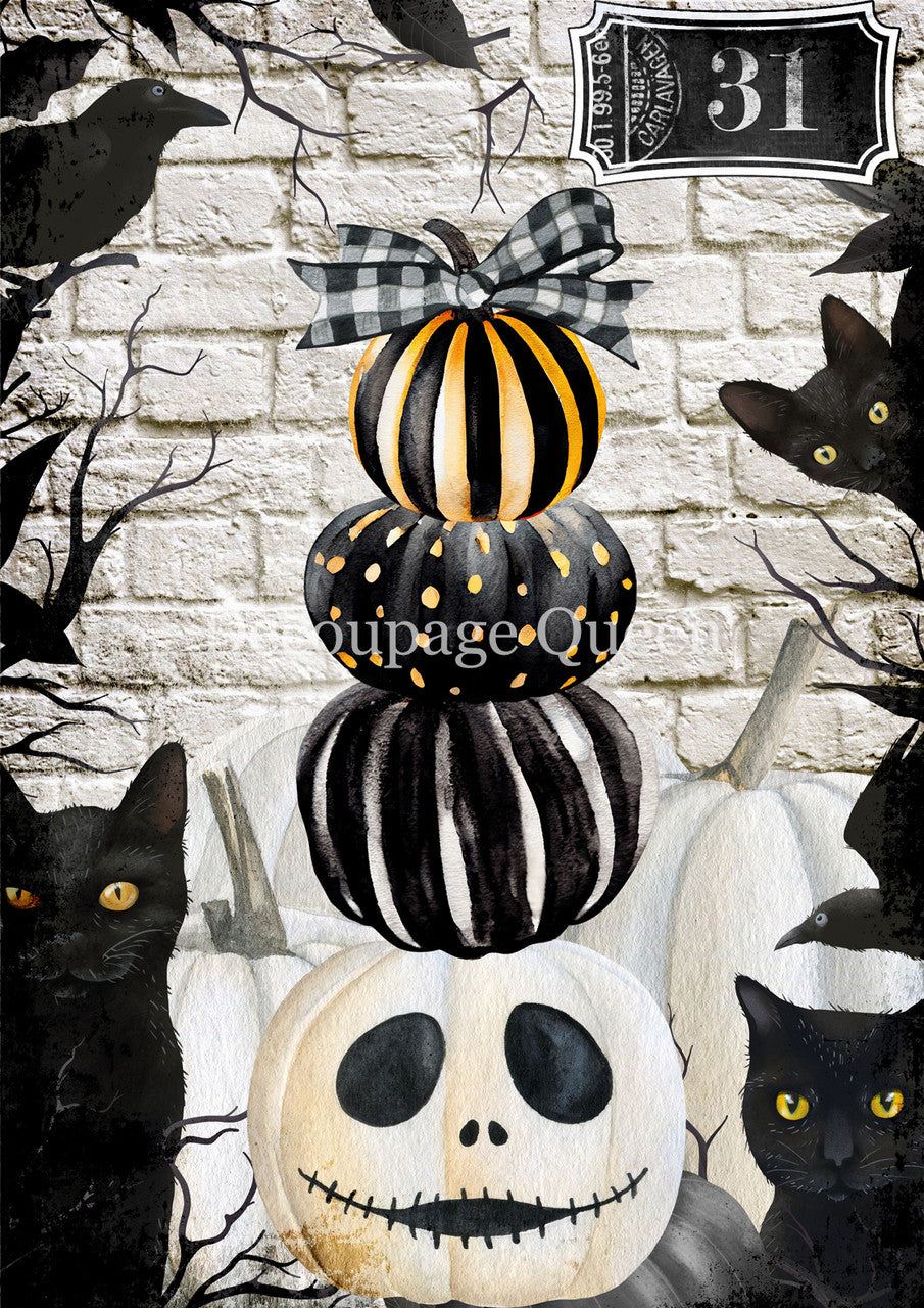 Tall Pumpkins Rice Paper - Decoupage Queen