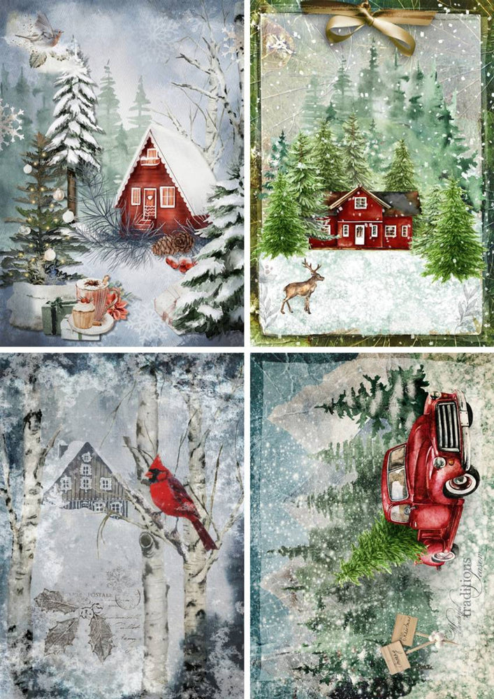 Christmas Pops of Red 4 Pack Rice Paper - Decoupage Queen
