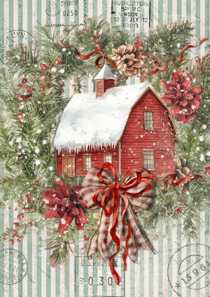 Ellen J. Goods - Santa's Cottage Rice Paper - Decoupage Queen