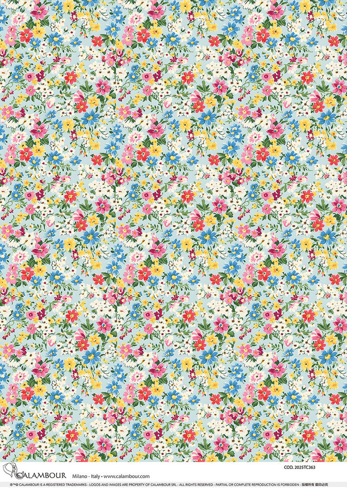 Spring Pastels Florals Pattern Rice Paper (2025TC363) - Calambour