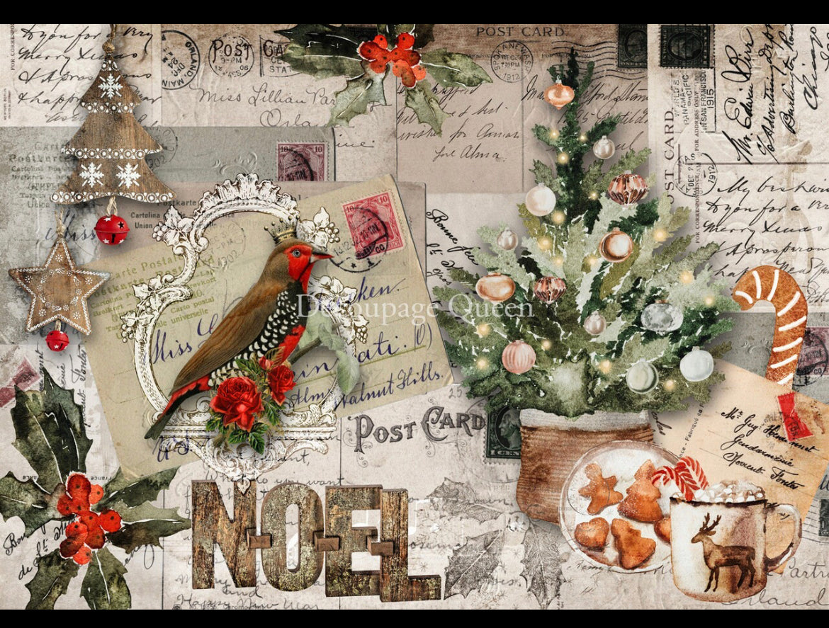 Postcard Collage Rice Paper - Retired - Decoupage Queen