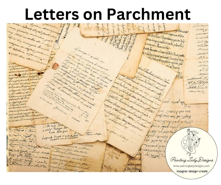 Letters on Parchment Decoupage Paper - Painting Lady Designs