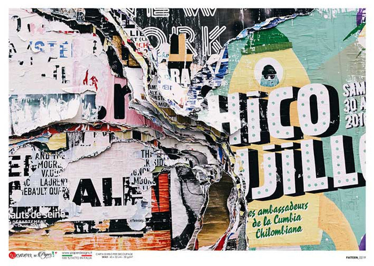 Torn Graffiti Collage Rice Paper - Paper Designs