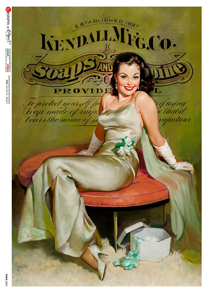 Pinup 0031 (Lady in Silk) Rice Paper - Paper Designs