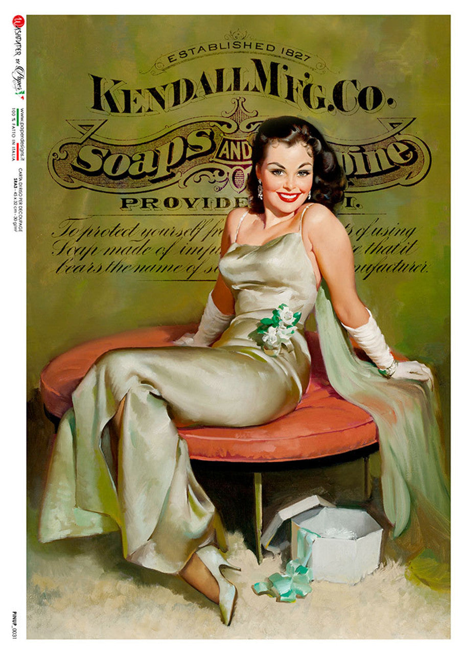 Pinup 0031 (Lady in Silk) Rice Paper - Paper Designs