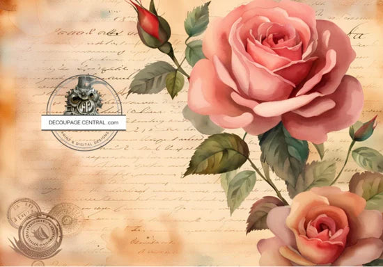 Floral on Parchment Duo Rice Paper (DC174) - Decoupage Central