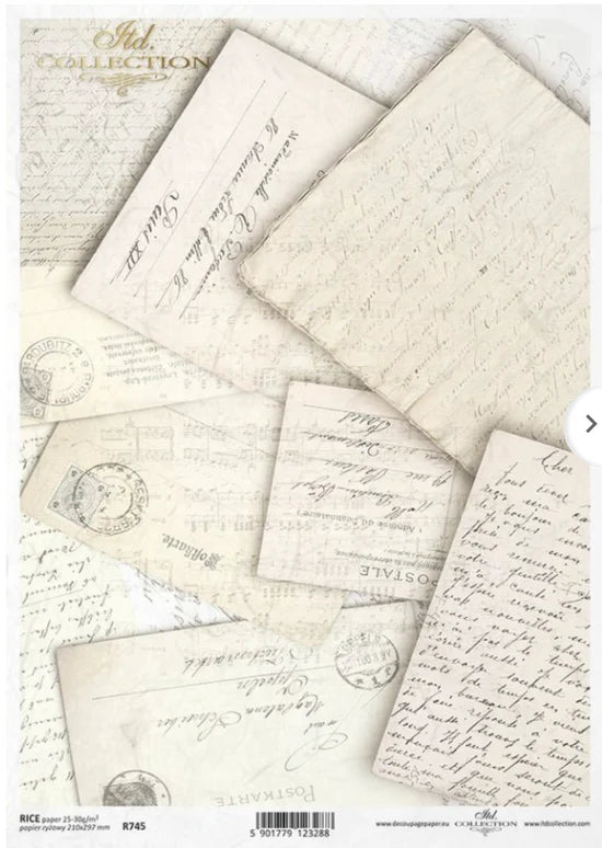 Old Letters Background Rice Paper (R0745) - ITD Collection