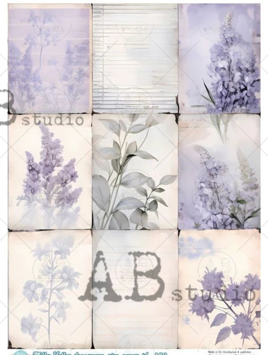 Lavender Squares (#ID182) Rice Paper - Milky Valley