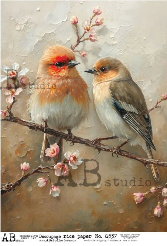 Spring Birds (#6537) Rice Paper - AB Studios Decoupage Central