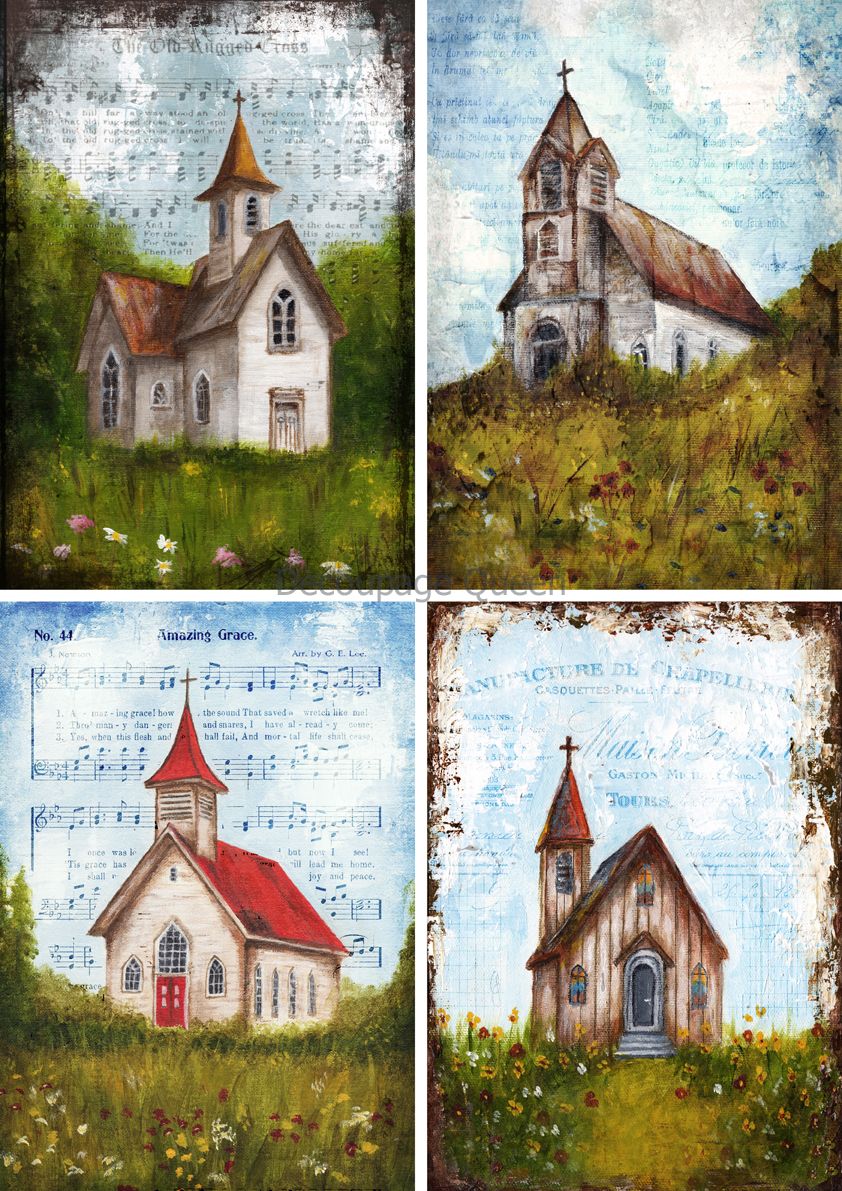 Teresa Rene Art - The Four Churches Rice Paper – Flippin Furniture