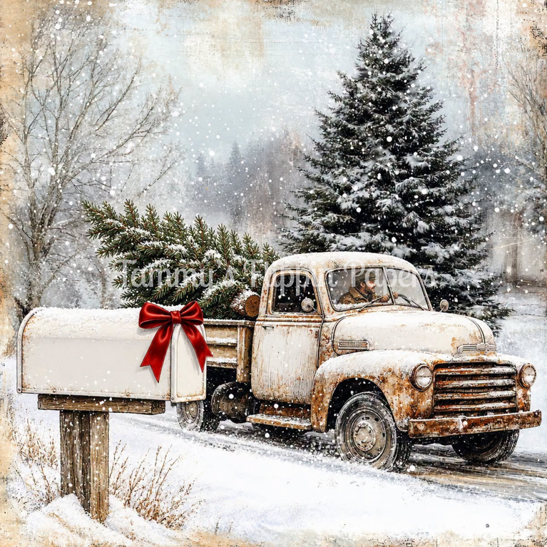 Truckload of Christmas Decoupage Paper - Flippin Furniture