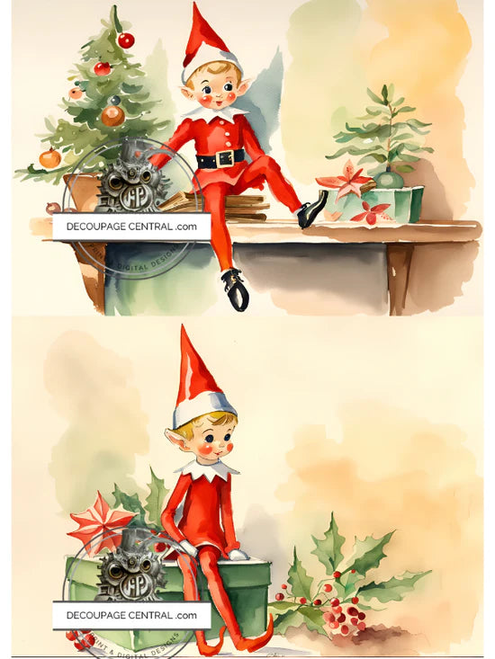 Christmas Elf Duo Rice Paper (DC172) - Decoupage Central