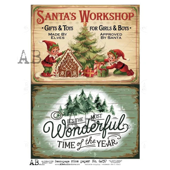 Christmas Sign Duo 1 (#6237) Rice Paper - AB Studio