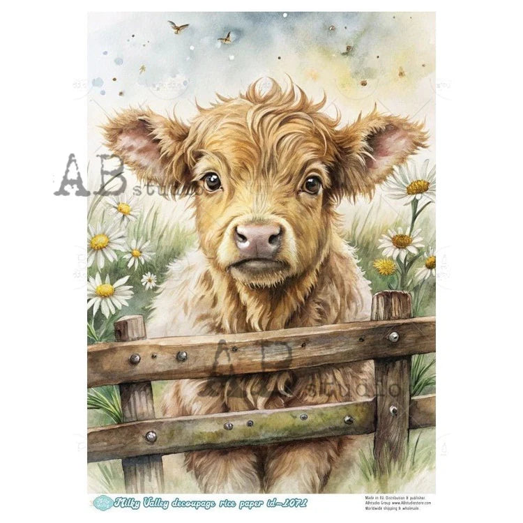 Little Highland Calf Rice Paper (#ID107) - Milky Valley