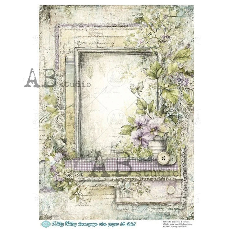 Botanical Keepsake Frame Rice Paper (#ID961) - Milky Valley