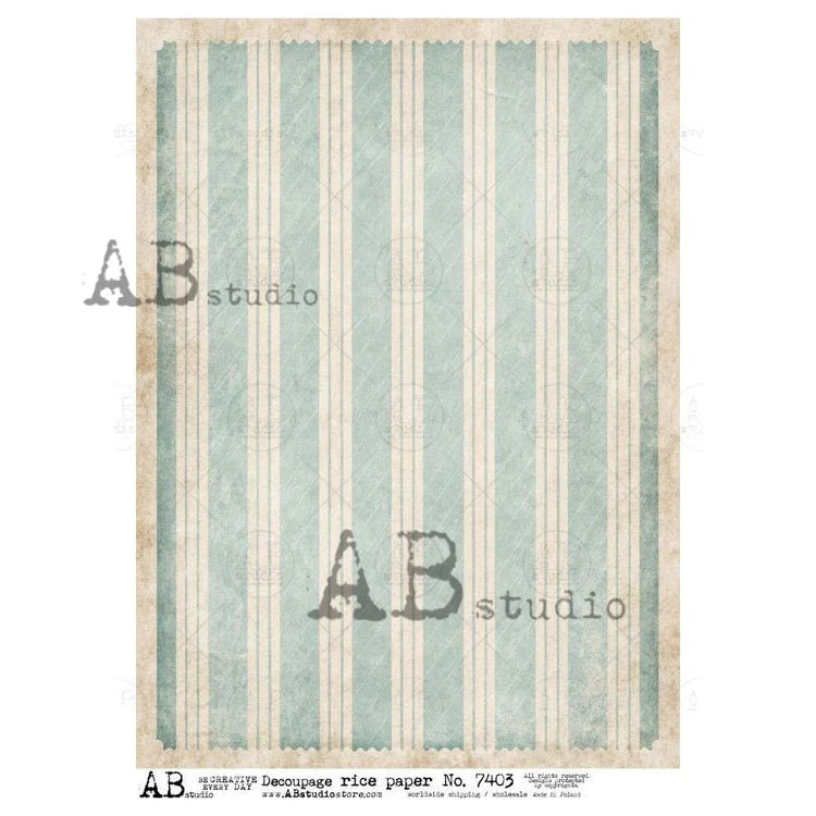 Seafoam Ticking Stripe (#7403) Rice Paper - AB Studios
