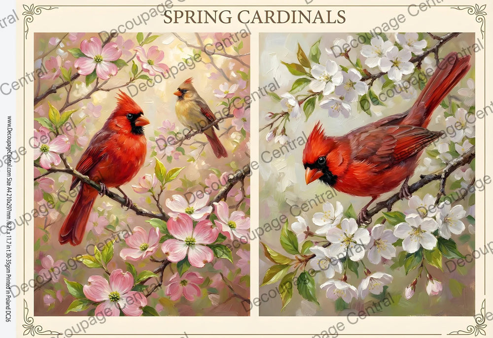 Spring Cardinal Duo Rice Paper (DC926) - Decoupage Central