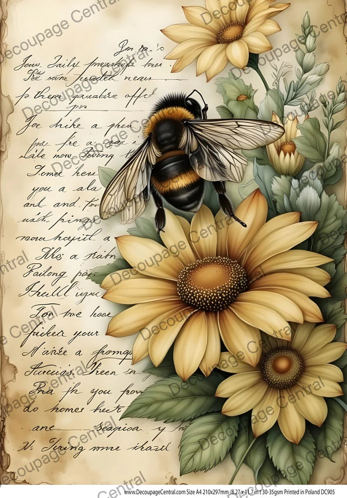 Sunflowers & Love Letters Rice Paper (DC905) - Decoupage Central