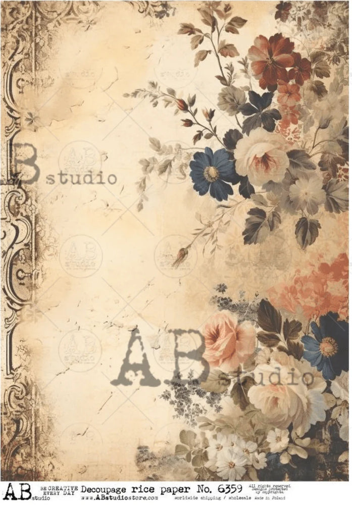 Vintage Flower (#6359) Rice Paper - AB Studios
